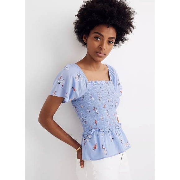 Madewell Tops - Madewell Smocked Flutter Sleeve Top in Aloha Floral